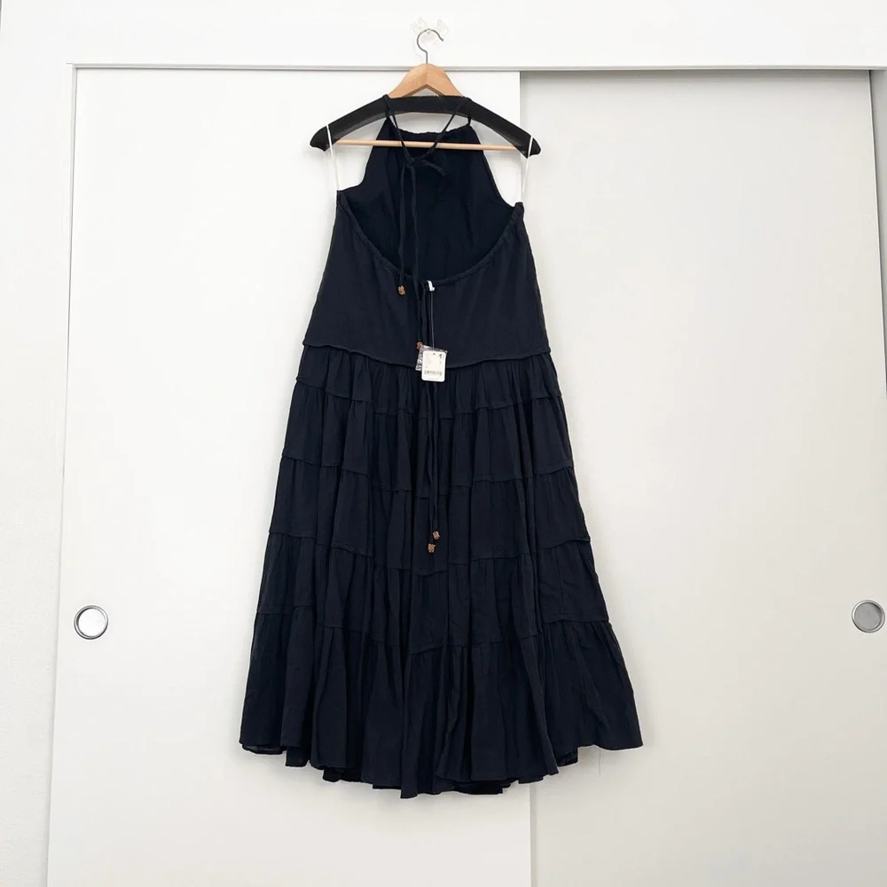 NWT Free People Somewhere Sunny Maxi Dress Drop Waist Open Back Size XS